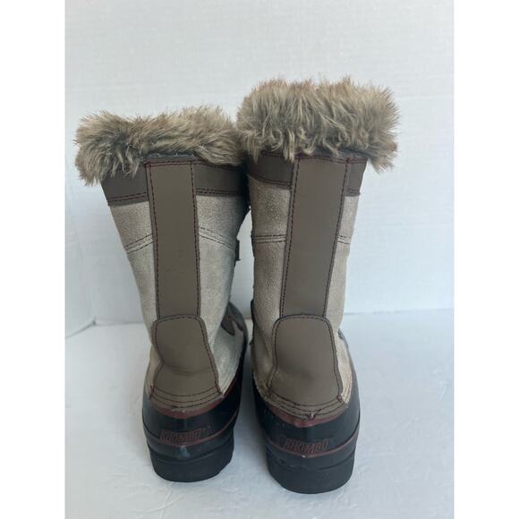 KHOMBU North Star Snow Waterproof Winter Faux Fur Brown Black Mid Calf Boots 9 - Picture 7 of 13